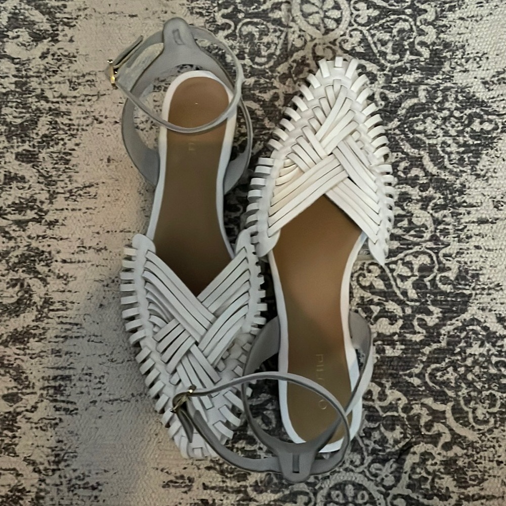 Pilcro woven leather ankle strap sandals